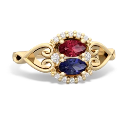 Lab Ruby Love Nest 14K Yellow Gold ring R5860