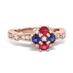 Lab Ruby Sparkling Tiara Cluster 14K Rose Gold ring R26293RD