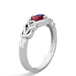 Lab Ruby Celtic Love Knot 14K White Gold ring R5420