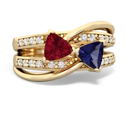 Lab Ruby Bowtie 14K Yellow Gold ring R2360