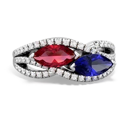 Lab Ruby Diamond Rivers 14K White Gold ring R3070