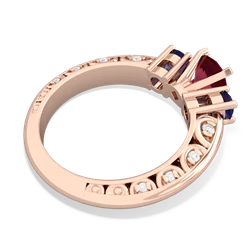 Lab Ruby Art Deco Eternal Embrace Engagement 14K Rose Gold ring C2003