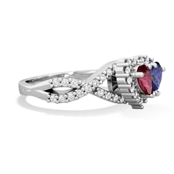 Lab Ruby Diamond Twist 'One Heart' 14K White Gold ring R2640HRT