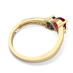 Lab Ruby Snuggling Hearts 14K Yellow Gold ring R2178