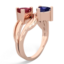 Lab Ruby Split Band Swirl 14K Rose Gold ring R2341