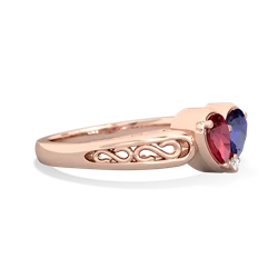 Lab Ruby Filligree 'One Heart' 14K Rose Gold ring R5070