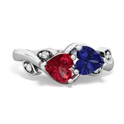 Lab Ruby Floral Elegance 14K White Gold ring R5790