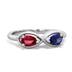 Lab Ruby Infinity 14K White Gold ring R5050