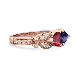 Lab Ruby Diamond Butterflies 14K Rose Gold ring R5601