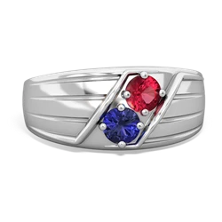 Lab Ruby Men's Streamline 14K White Gold ring R0460