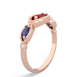 Lab Ruby Milgrain Marquise 14K Rose Gold ring R5700