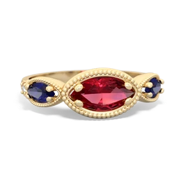 Lab Ruby Milgrain Marquise 14K Yellow Gold ring R5700