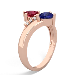 Lab Ruby Heart To Heart 14K Rose Gold ring R2064