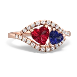 Lab Ruby Mother And Child 14K Rose Gold ring R3010