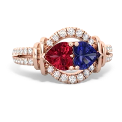 Lab Ruby Art-Deco Keepsake 14K Rose Gold ring R5630