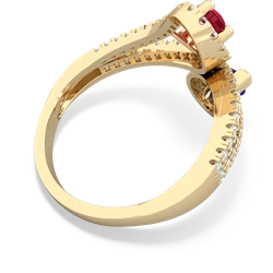 Lab Ruby Diamond Dazzler 14K Yellow Gold ring R3000