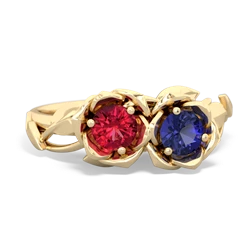 Lab Ruby Rose Garden 14K Yellow Gold ring R5510