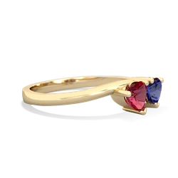 Lab Ruby Sweethearts 14K Yellow Gold ring R5260