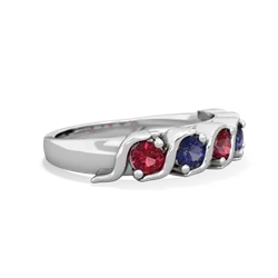 Lab Ruby Anniversary Band 14K White Gold ring R2089