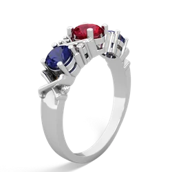 Lab Ruby Hugs And Kisses 14K White Gold ring R5016