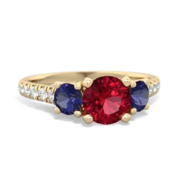 Lab Ruby Pave Trellis 14K Yellow Gold ring R5500