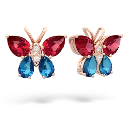 Lab Ruby Butterfly 14K Rose Gold earrings E2215