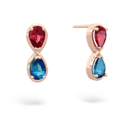 Lab Ruby Infinity 14K Rose Gold earrings E5050