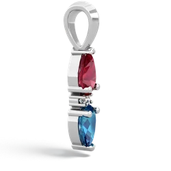 Lab Ruby Bowtie Drop 14K White Gold pendant P0865