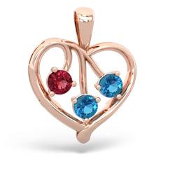 Lab Ruby Glowing Heart 14K Rose Gold pendant P2233