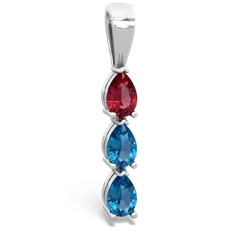 Lab Ruby Dew Drops 14K White Gold pendant P2251