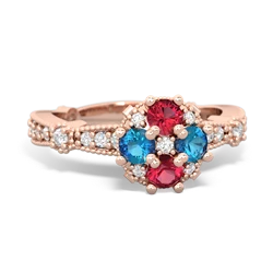 Lab Ruby Sparkling Tiara Cluster 14K Rose Gold ring R26293RD