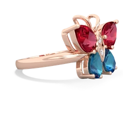 Lab Ruby Butterfly 14K Rose Gold ring R2215