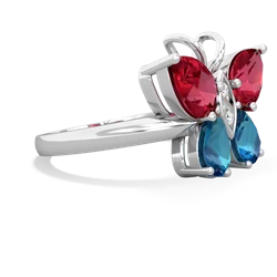 Lab Ruby Butterfly 14K White Gold ring R2215