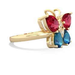 Lab Ruby Butterfly 14K Yellow Gold ring R2215