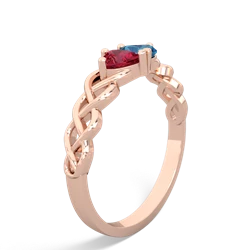 Lab Ruby Heart To Heart Braid 14K Rose Gold ring R5870