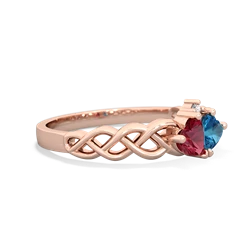 Lab Ruby Heart To Heart Braid 14K Rose Gold ring R5870