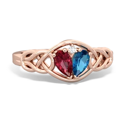 Lab Ruby Celtic Love Knot 14K Rose Gold ring R5420