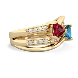 Lab Ruby Bowtie 14K Yellow Gold ring R2360