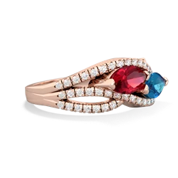 Lab Ruby Diamond Rivers 14K Rose Gold ring R3070