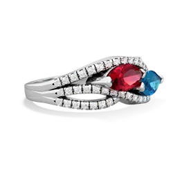 Lab Ruby Diamond Rivers 14K White Gold ring R3070