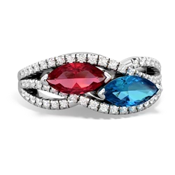 Lab Ruby Diamond Rivers 14K White Gold ring R3070