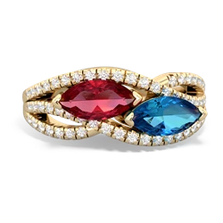 Lab Ruby Diamond Rivers 14K Yellow Gold ring R3070