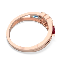 Lab Ruby Hearts Intertwined 14K Rose Gold ring R5880