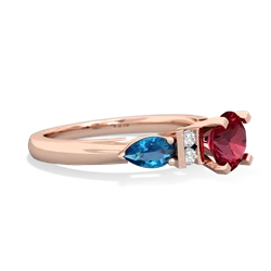 Lab Ruby 6Mm Round Eternal Embrace Engagement 14K Rose Gold ring R2005