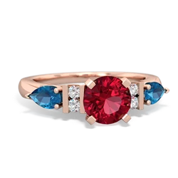 Lab Ruby 6Mm Round Eternal Embrace Engagement 14K Rose Gold ring R2005