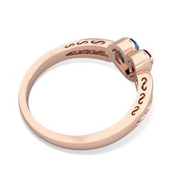 Lab Ruby Filligree 'One Heart' 14K Rose Gold ring R5070