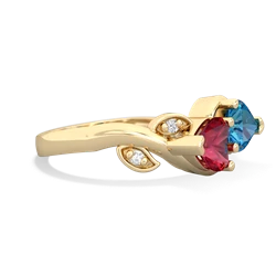 Lab Ruby Floral Elegance 14K Yellow Gold ring R5790