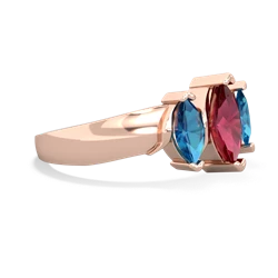 Lab Ruby Three Peeks 14K Rose Gold ring R2433