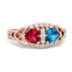 Lab Ruby Sparkling Celtic Knot 14K Rose Gold ring R2645