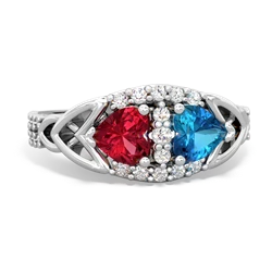 Lab Ruby Sparkling Celtic Knot 14K White Gold ring R2645